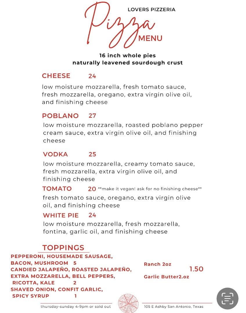 Lovers Pizzeria Menu image 2